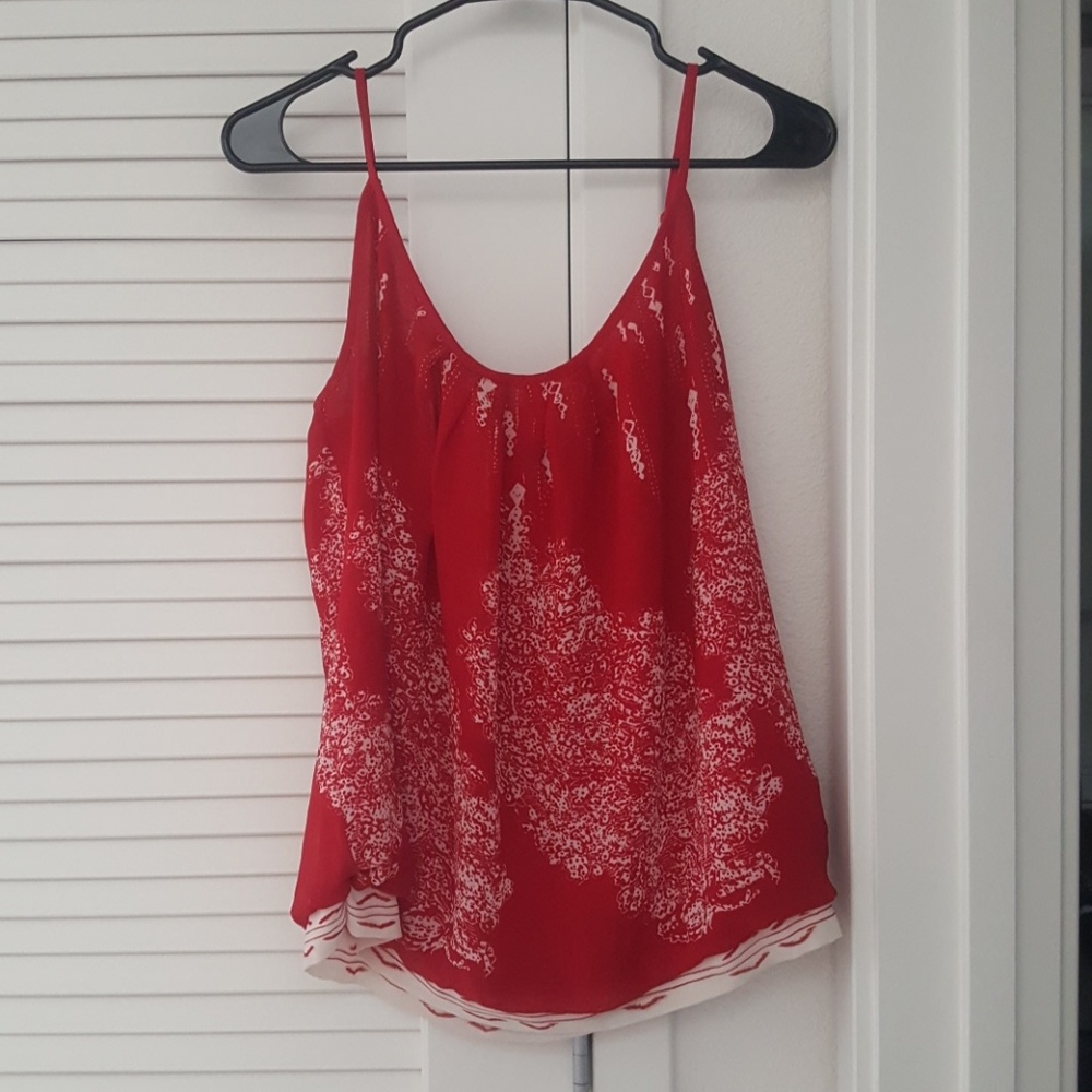 Red and creamy white Cabi tank top.